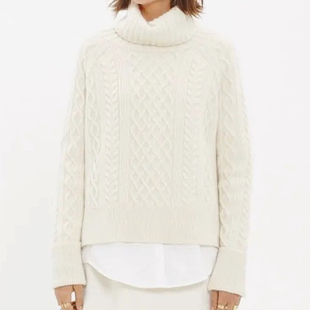 Madewell Cityblock Turtleneck cableknit sweater XS wool blend
